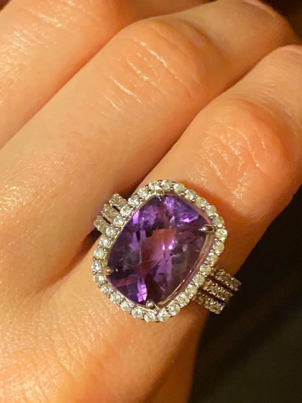 Amethyst Cushion Ring